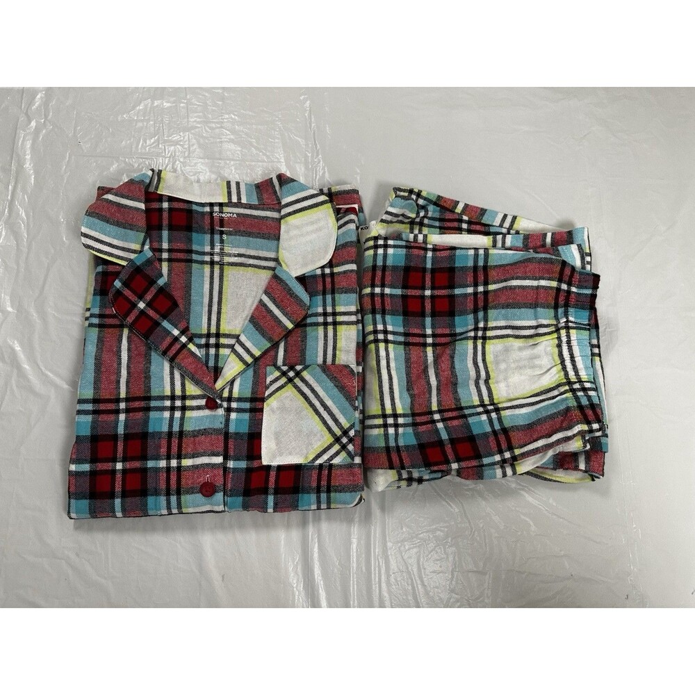 Women’s Sonoma Goods For Life Flannel Pagama Shirt Pagama Pants Sleep Set Size S